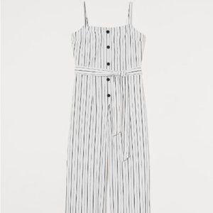 H&M Tie-Belt Striped Jumpsuit